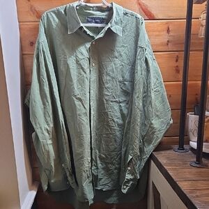 Ralph Lauren Olive Green Mens XXL Cotton Button Down Shirt 0320